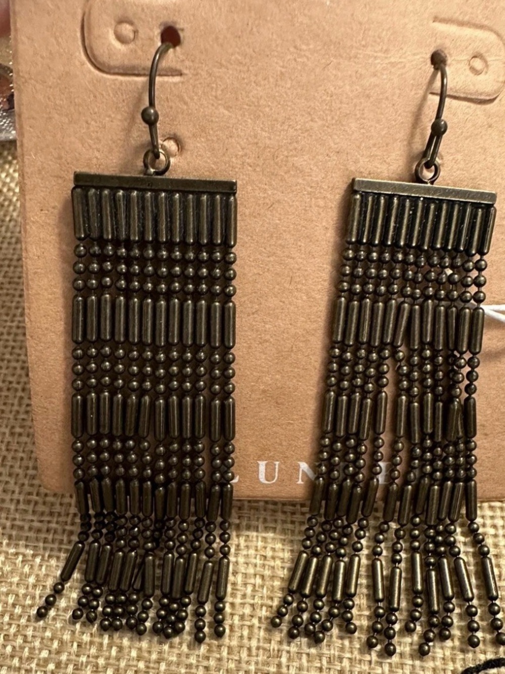 Plunder Design Ava Bronze Fringe Drop Earrings 3” drop - Picture 1 of 3